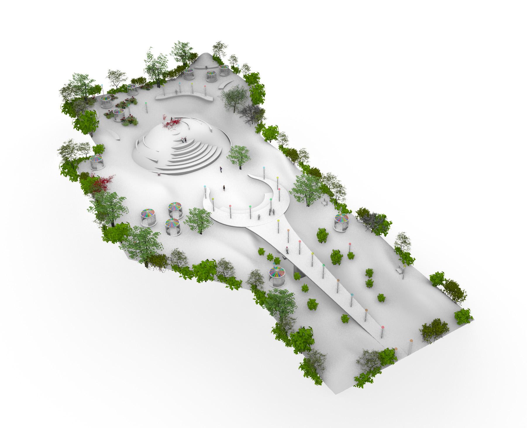  The park will be built on what is now a wind-blown lawn close to Aalborg University's library, and with its 6,000 sq m. it must function as a social and changeable leisure and study space on several levels.