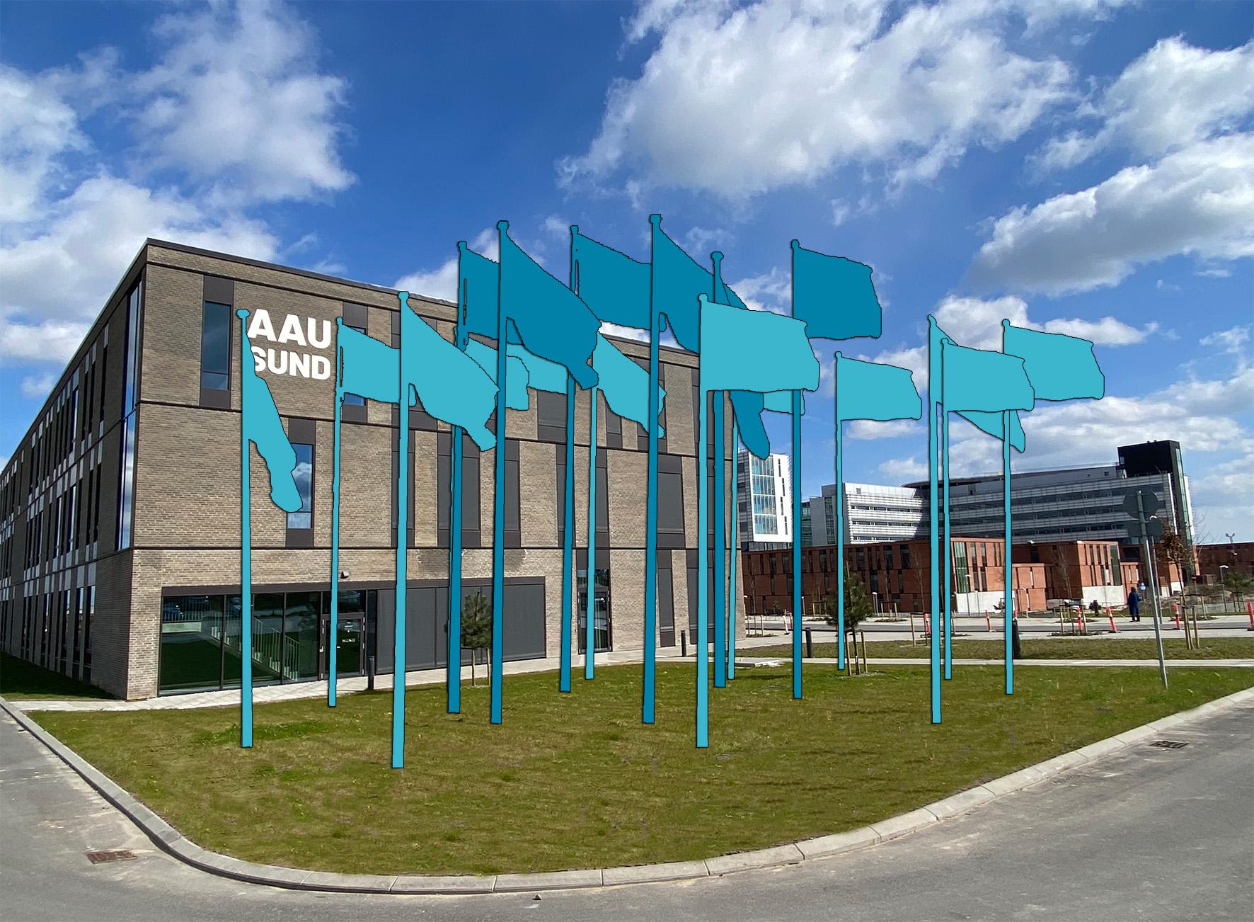 Sketch of Hesselholdt & Mejlvang's work Flags of Knowledge. 